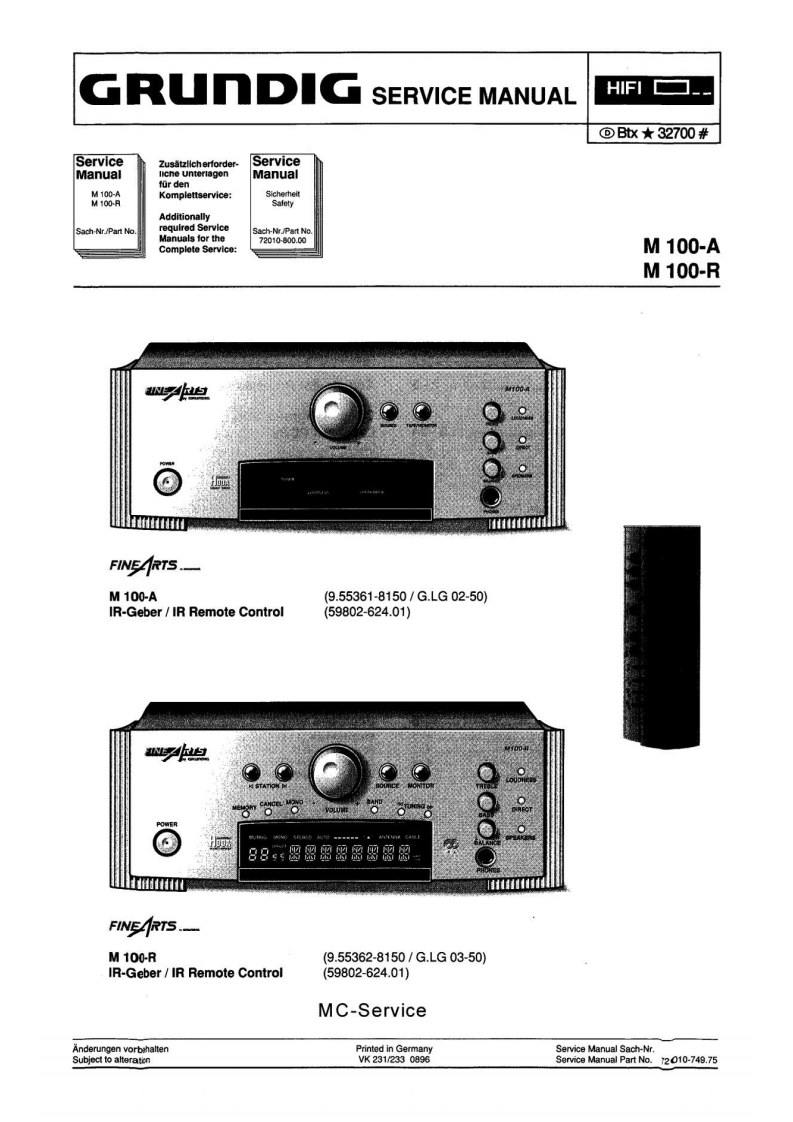 Grundig-M100A-rec-维修说明书手册含电器原理图