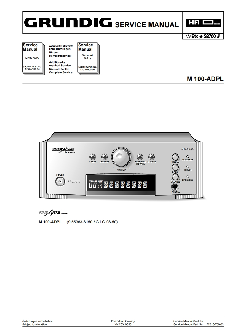 Grundig-M100ADPL-rec-维修说明书手册含电器原理图