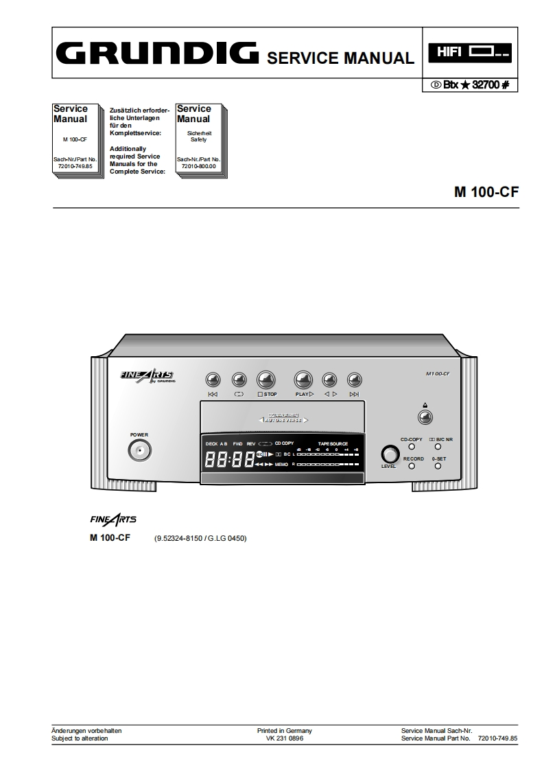 Grundig-M100CF-cd-维修说明书手册含电器原理图