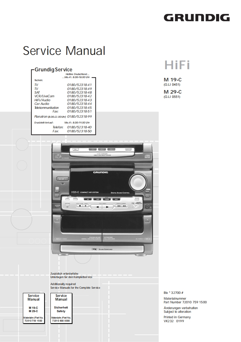 Grundig-M19C-mc-维修说明书手册含电器原理图