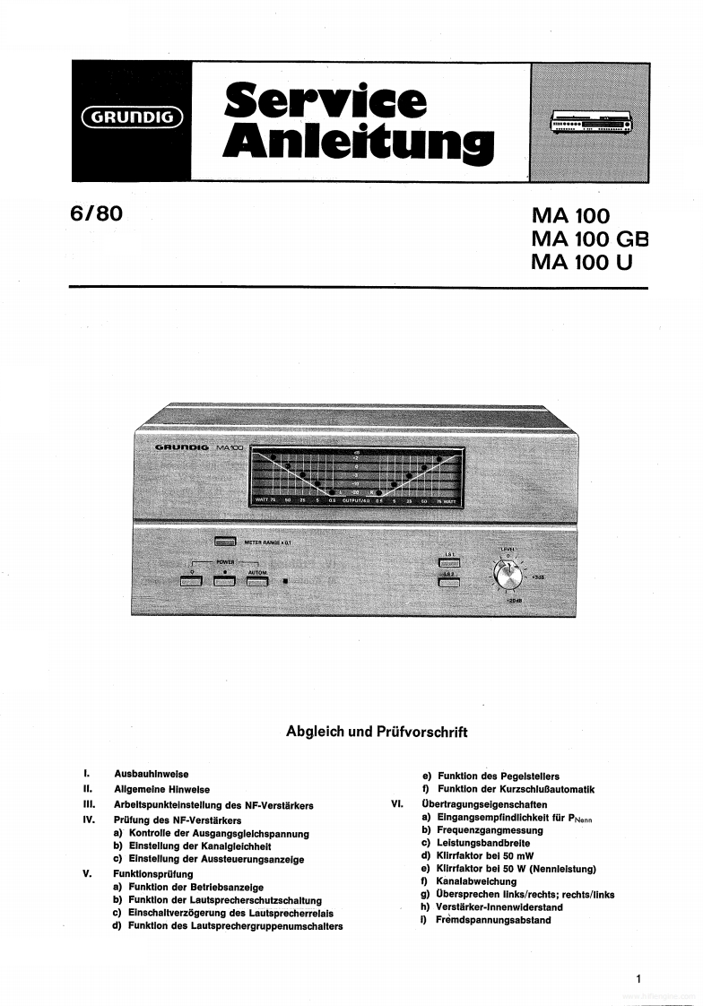 Grundig-MA100GB-pwr-维修说明书手册含电器原理图