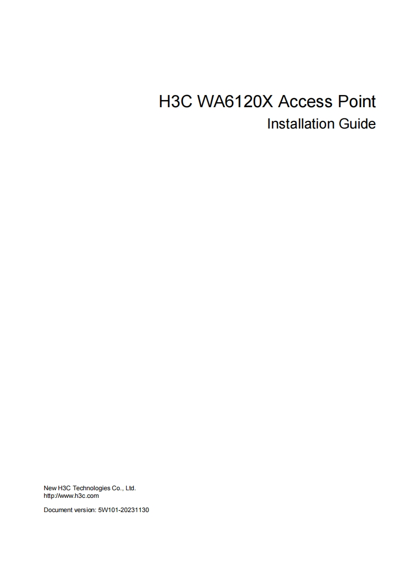 H3C-WA6120X-Access-Point-安装说明书手册-5W101-book