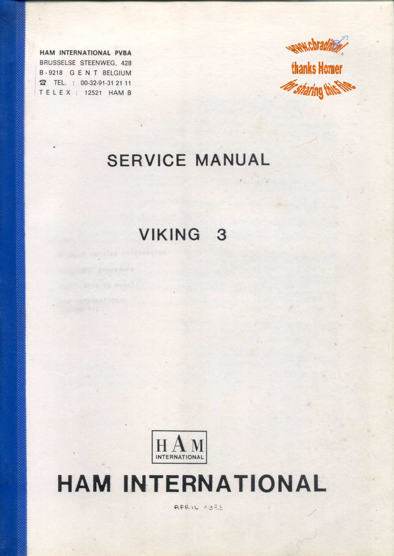 HAM_Viking_3_PTBM137AOX_Homer_ENG维修操作手册