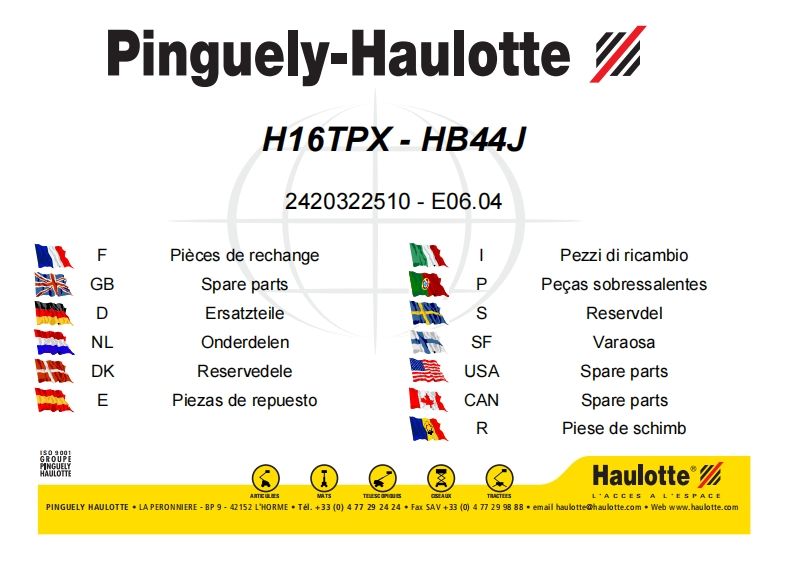 HAULOTTE-DelebokH16TPXetterjanuar2004维修手册零部件手册电气原理图