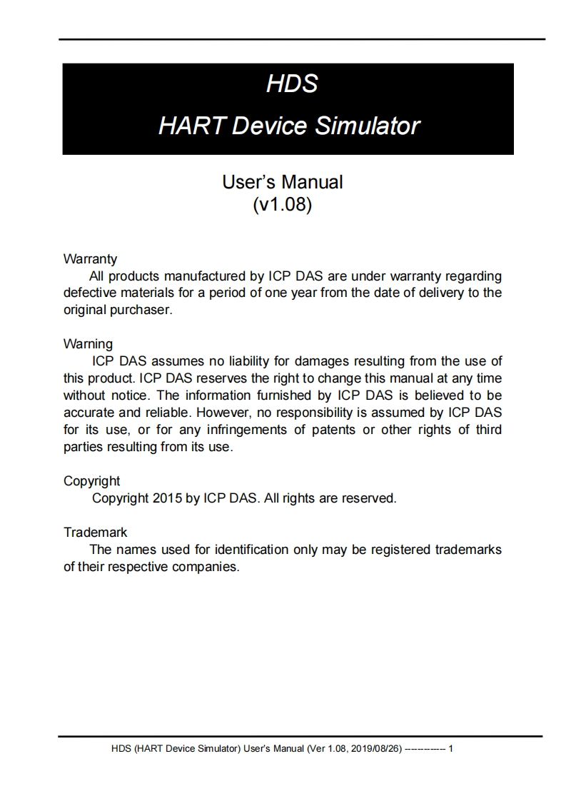 HDS_安装说明书手册_英语g_v1.08