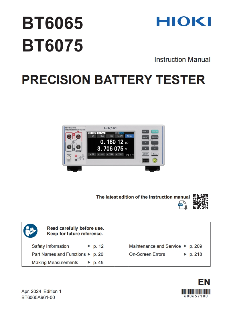 HIOKI_BT6065_BT6075_EUM操作说明书手册