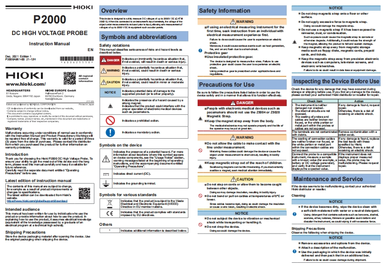HIOKI_P2000_UM操作说明书手册