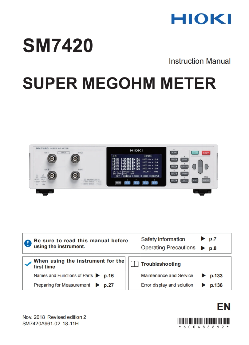 HIOKI_SM维修维护手册7420_im操作说明书手册