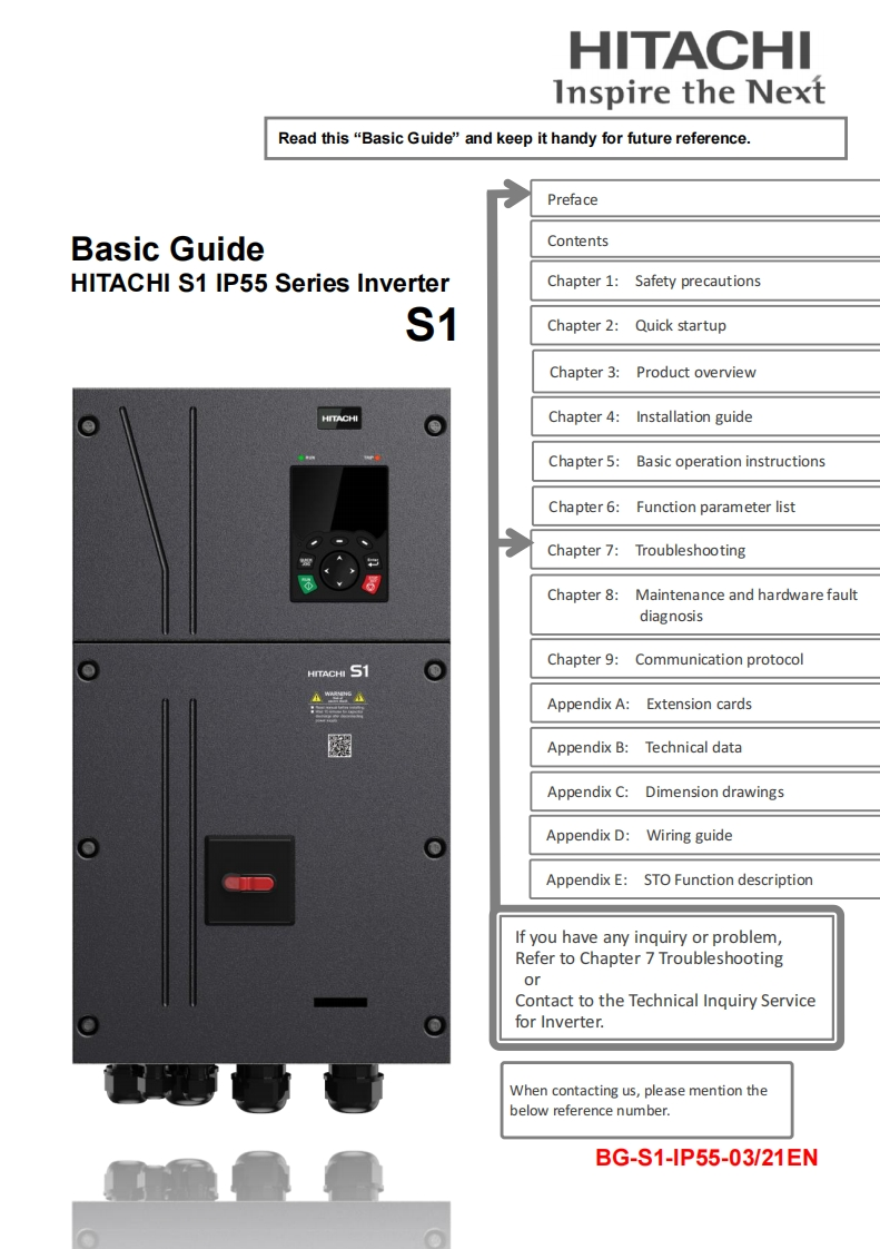 HITACHI-S1-IP55-English-Manual操作说明书手册-V1.2