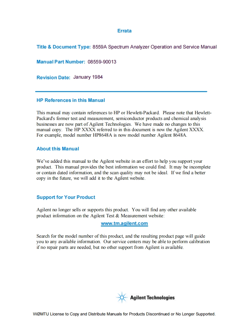 HP-8559A-Spectrum-Analyzer-Operation-and-维修维护手册-操作说明书手册-and-Schematic-08559-90012-01-1994