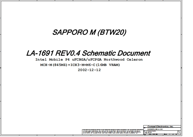 HP-Compaq-Evo-N600c-COMPAL-LA-1691笔记本电器原理图