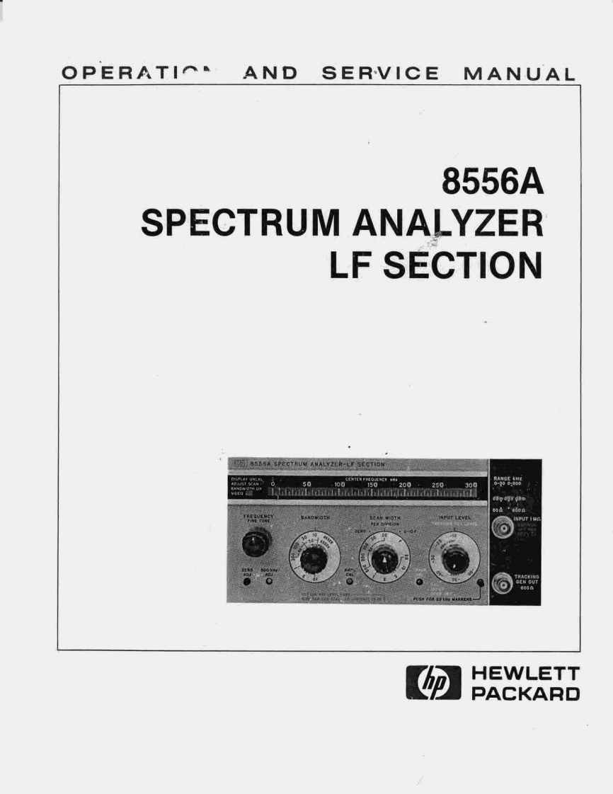 HP8556aOperationand维修维护手册操作说明书手册
