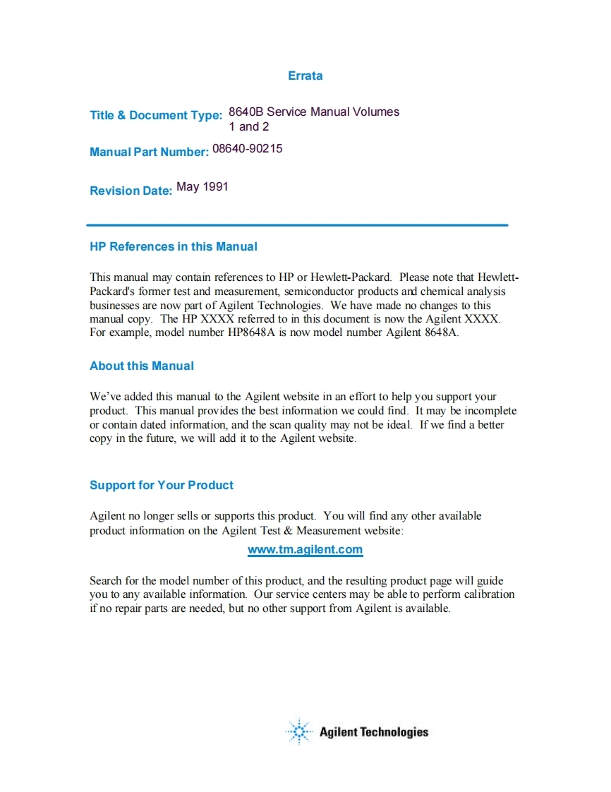 HP8640B维修维护手册操作说明书手册1e2
