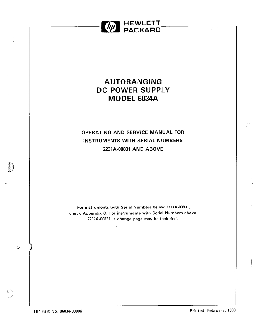 HP_6034A_Operating_and_Service_Manual维修服务手册含电器原理图