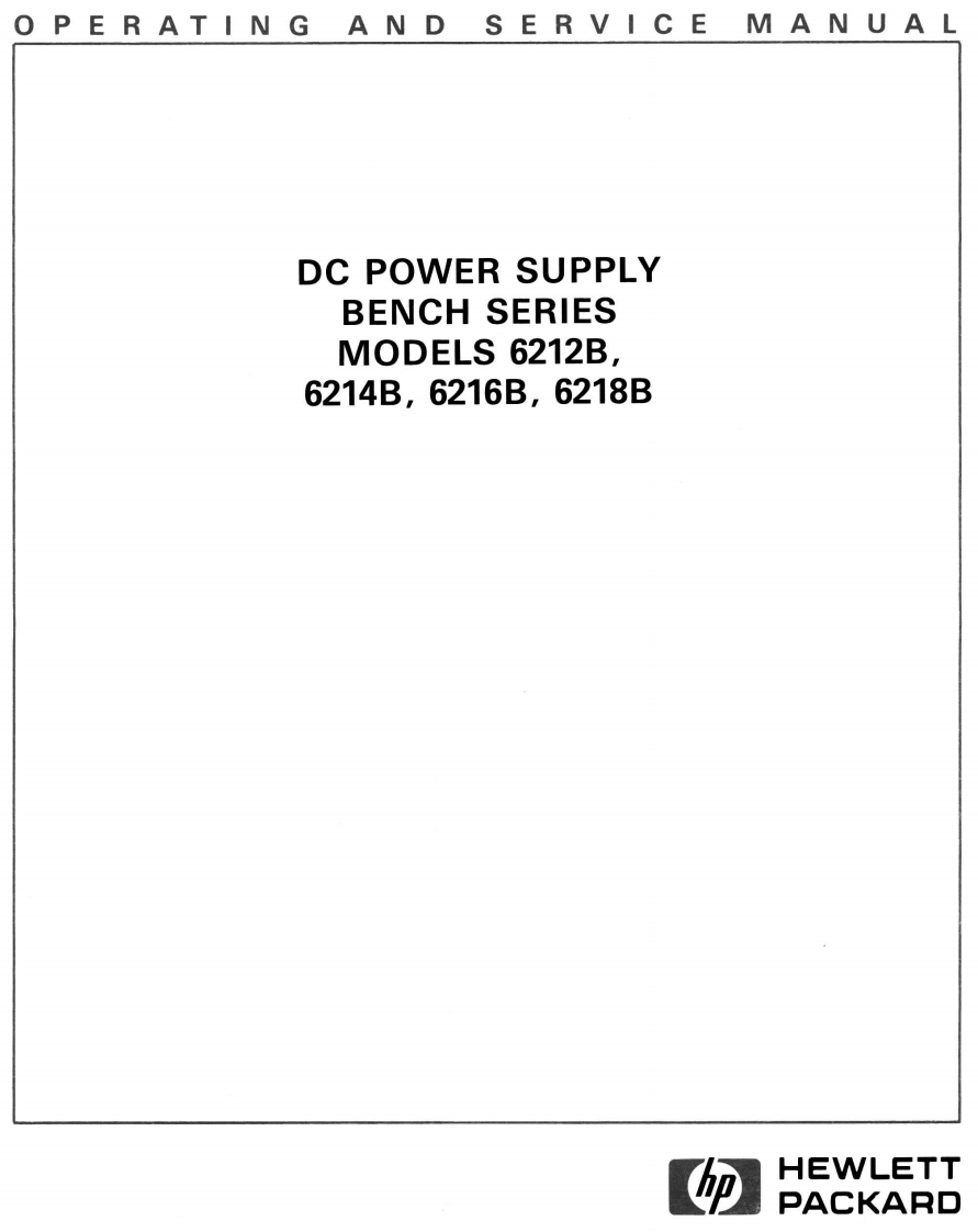 HP_6212_6214_6216_6218_Operating_and_Service_Manual维修服务手册含电器原理图