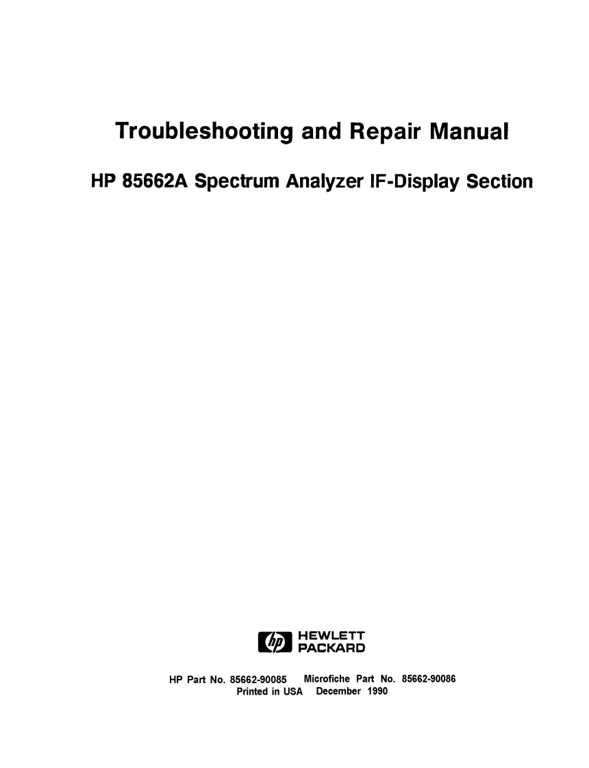 HP_85662A_Service_85662_90085维修操作说明书手册