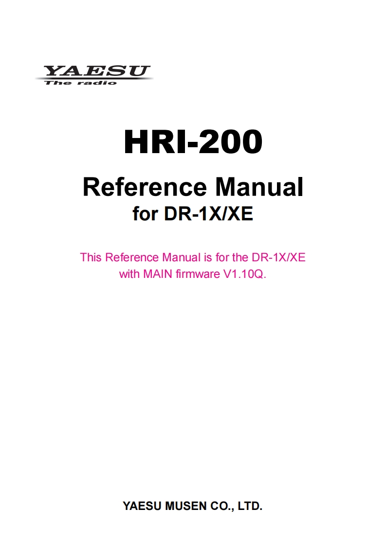 HRI-200_Reference_使用说明书手册_for_DR-1X_XE(MAINFirmware_Ver_1_10Q)_1907-E