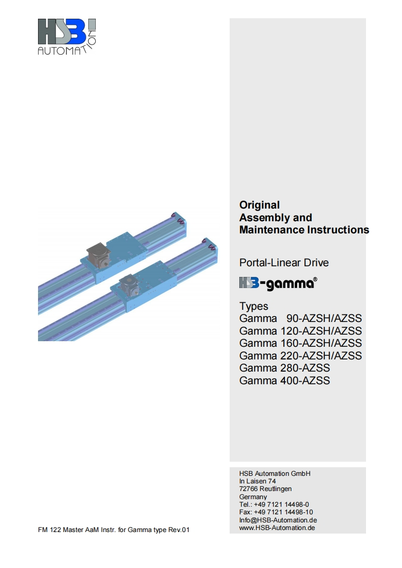 HSB_Gamma-AZ_portaalrobot-lineaire-eenheid-tandheugel-aandrijving-aangedreven-slede_操作说明书手册