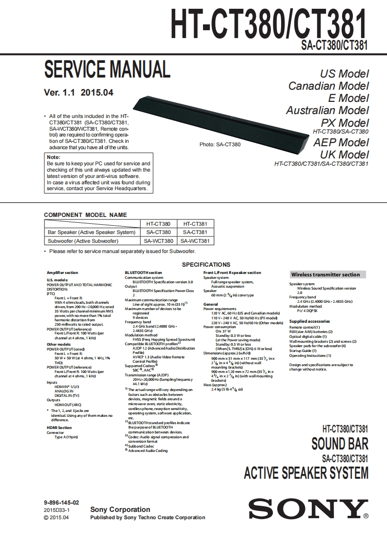HTCT380_维修手册含电器原理图_MAN-UAL