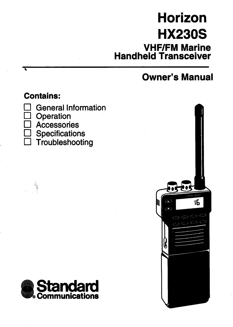 HX230SOwners使用说明书手册