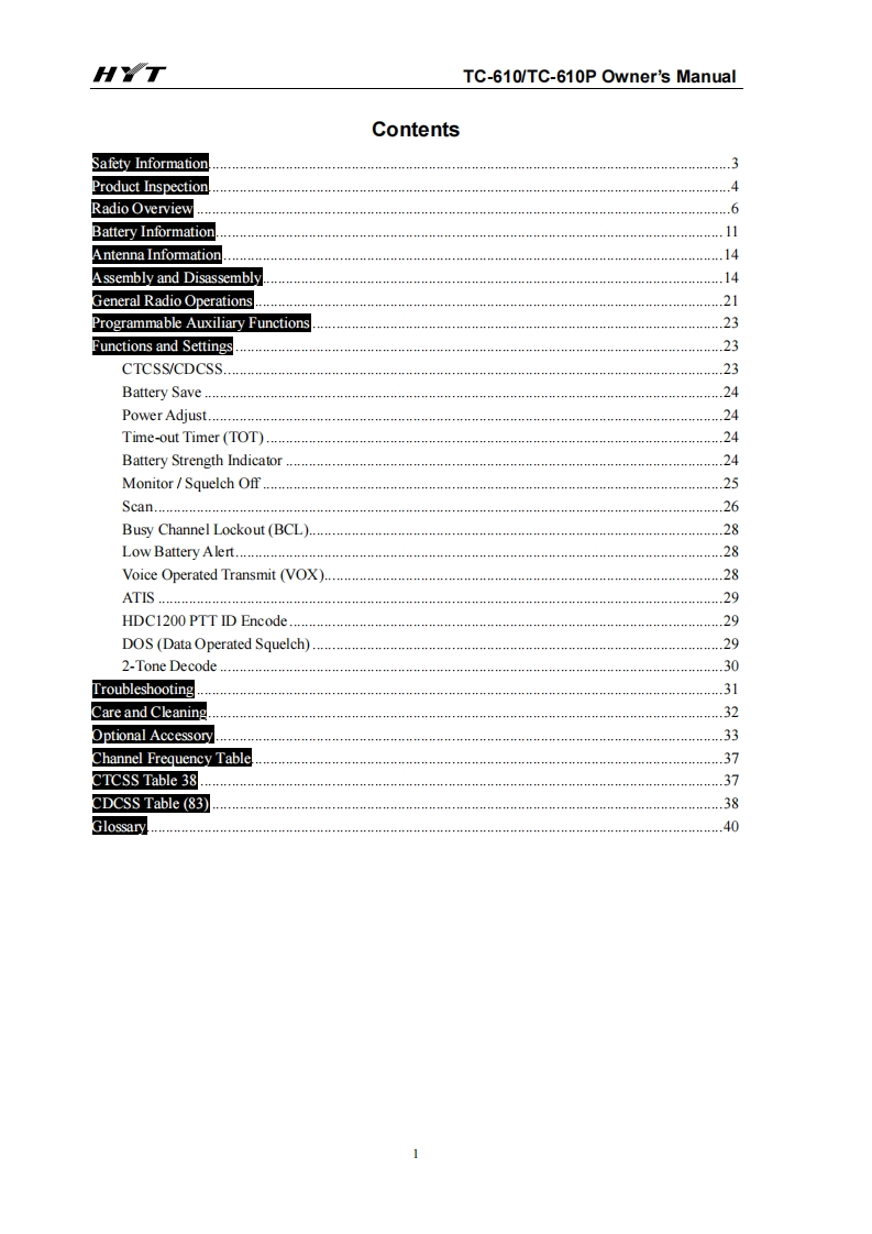 HYT_TC-610_Manual操作说明书手册