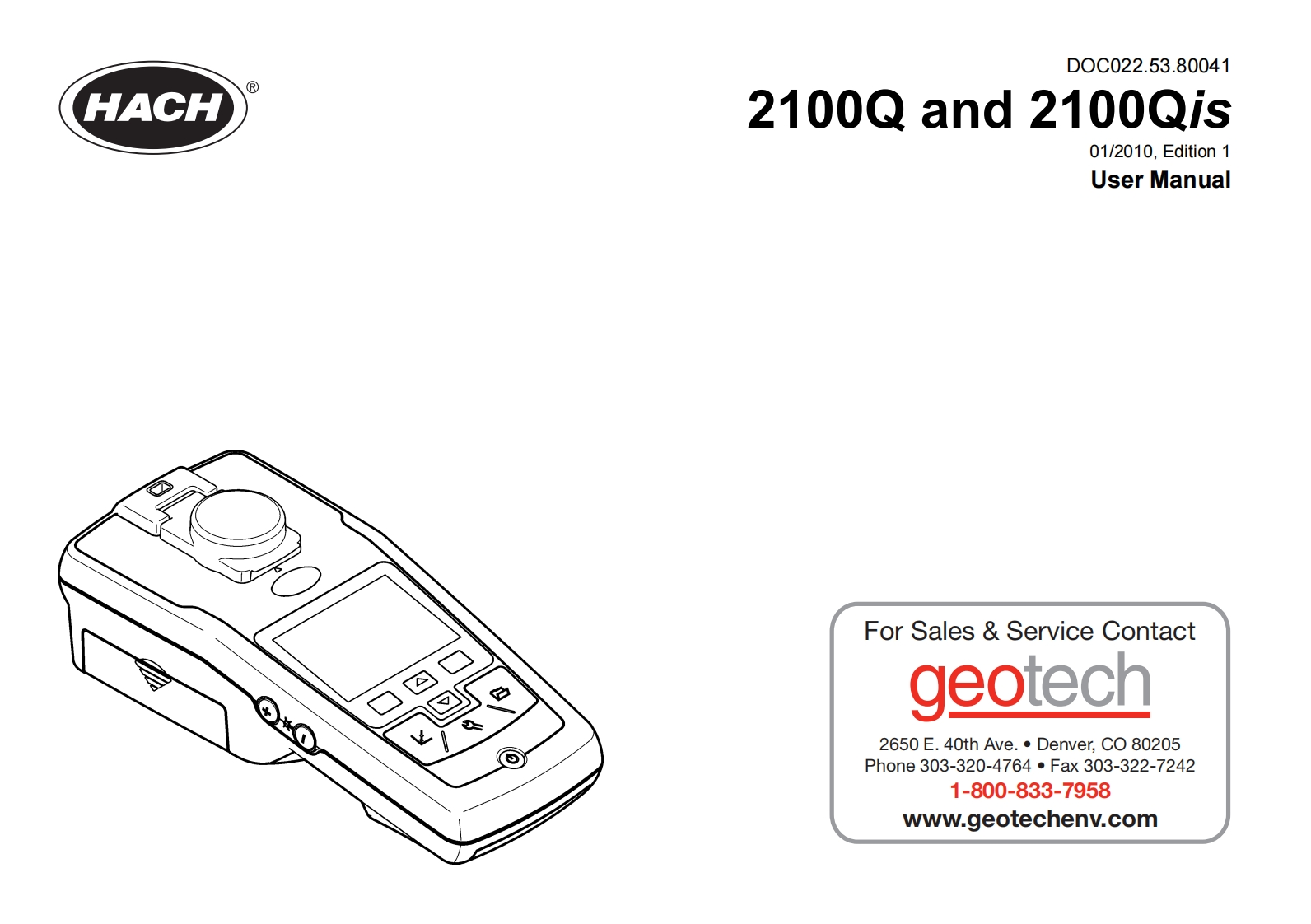 Hach_2100Q_2100Qis_User_使用说明书手册