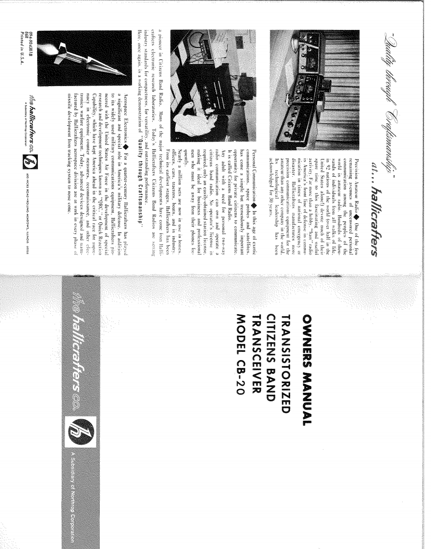 Hallicrafters_CB-20_Owners_Manual操作说明书手册