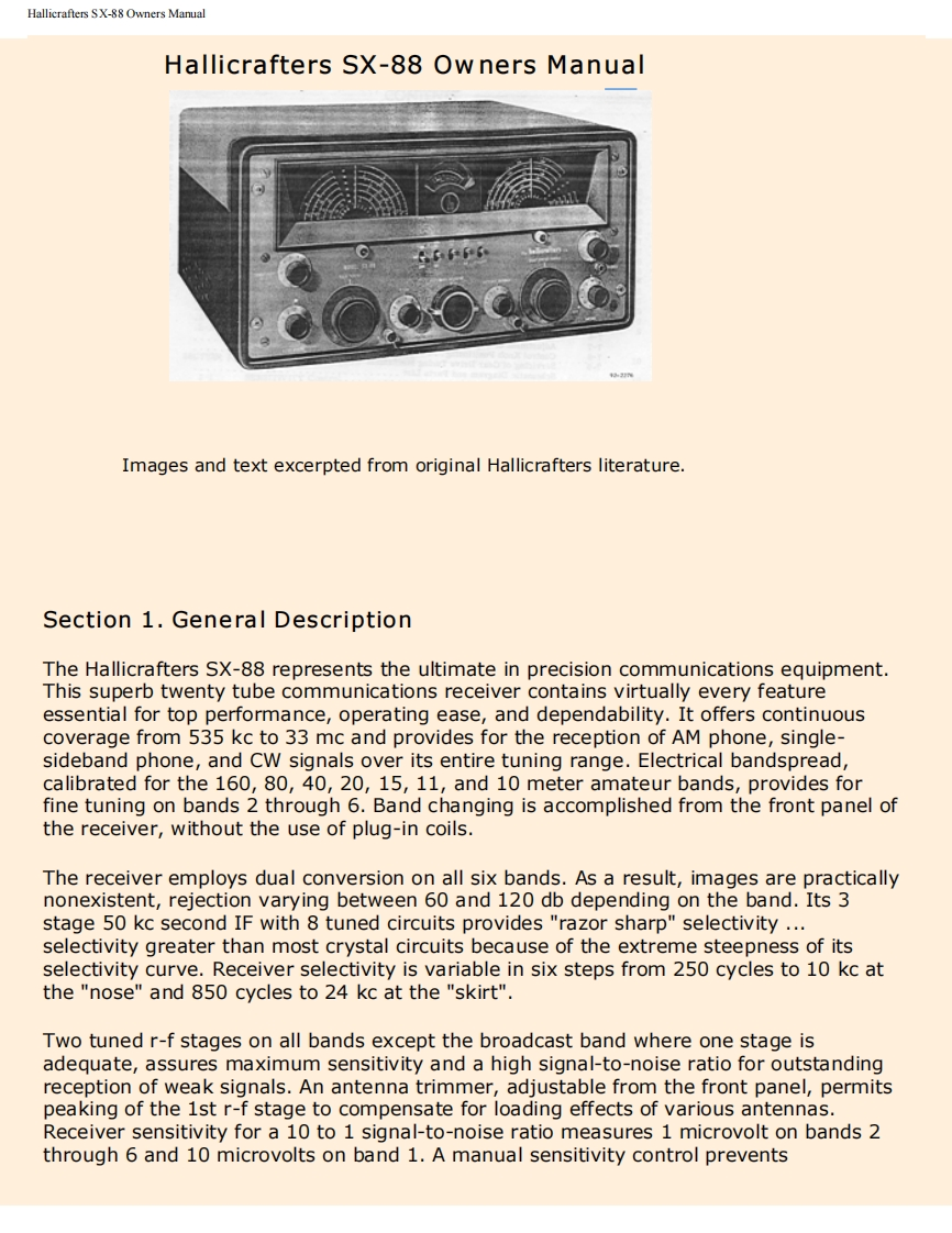 Hallicrafters_SX-88_Owners_Manual操作说明书手册