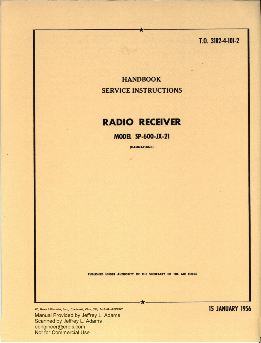 Hammarlund_SP-600-JX-21_维修维护电器原理图手册_TO31R2-4-101-2_1956