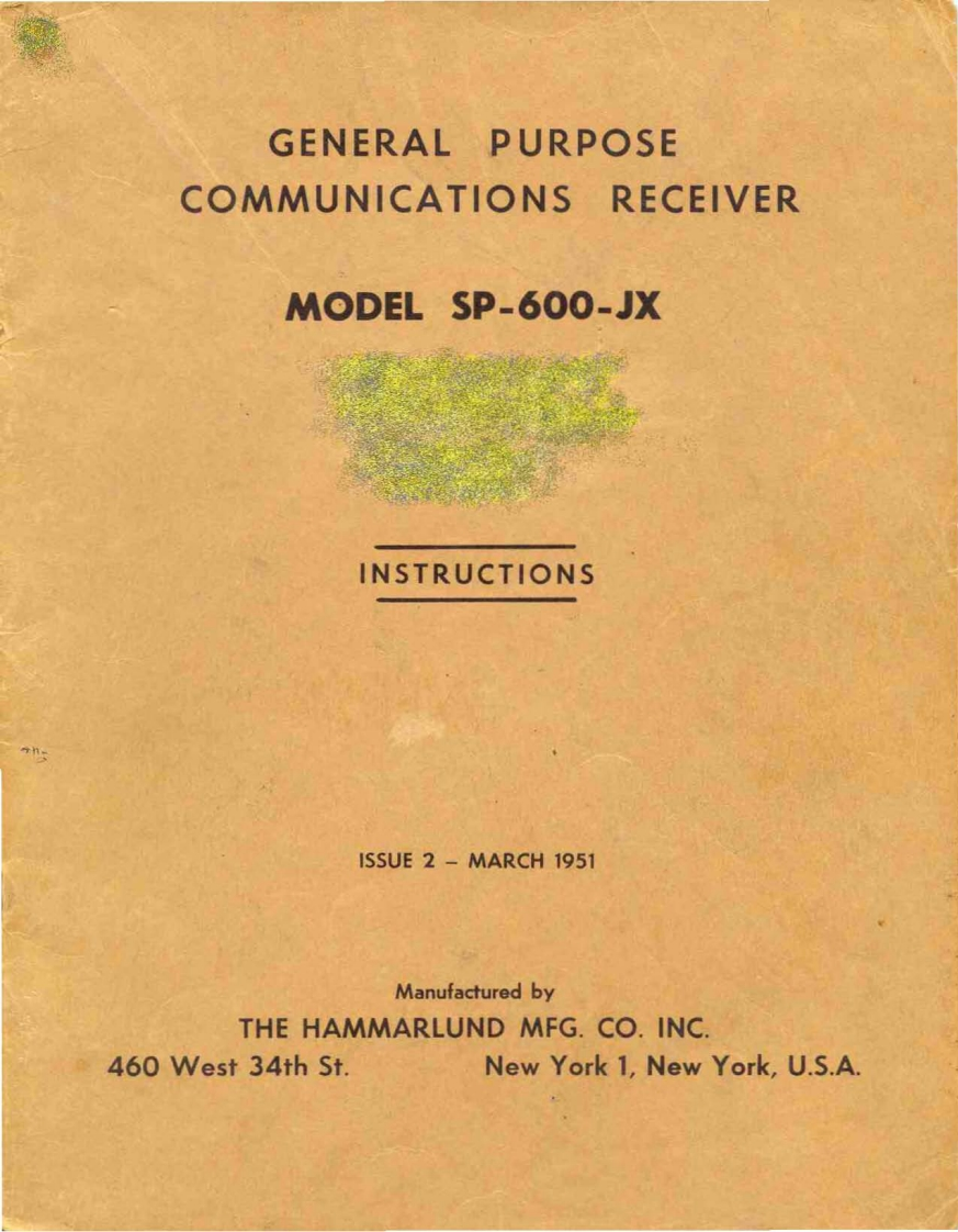 Hammarlund_SP-600-JX_使用说明书手册_1951