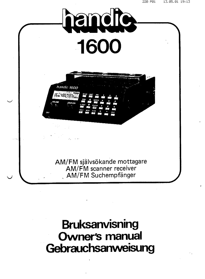 Handic_1600_使用说明书手册
