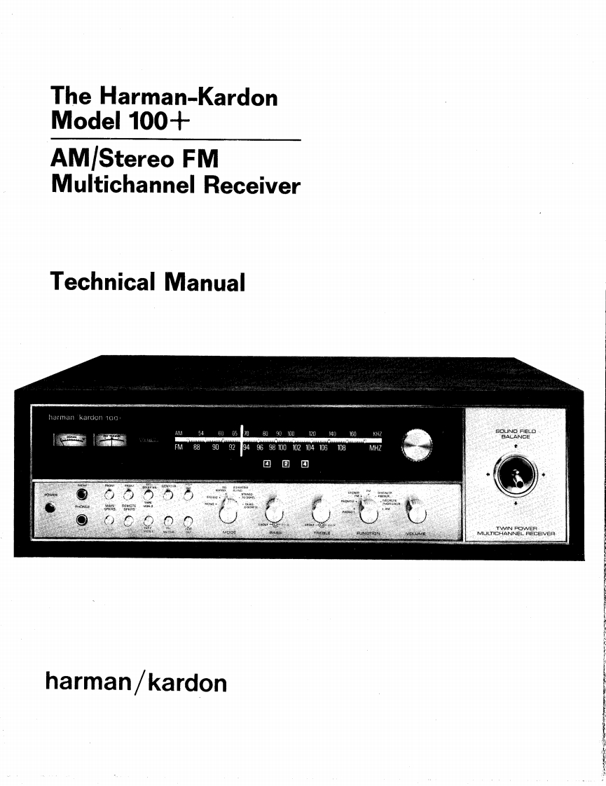 HarmanKardon-100PLUS-rec-维修说明书手册含电器原理图