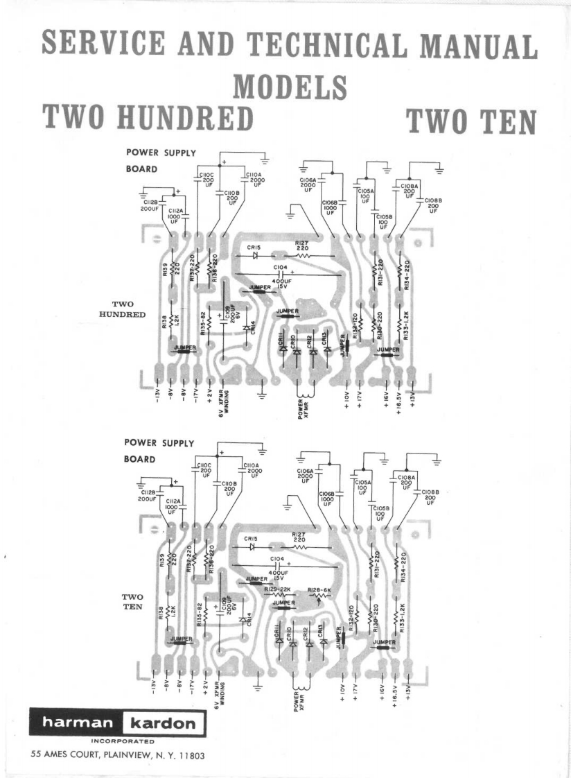 HarmanKardon-210-rec-维修说明书手册含电器原理图