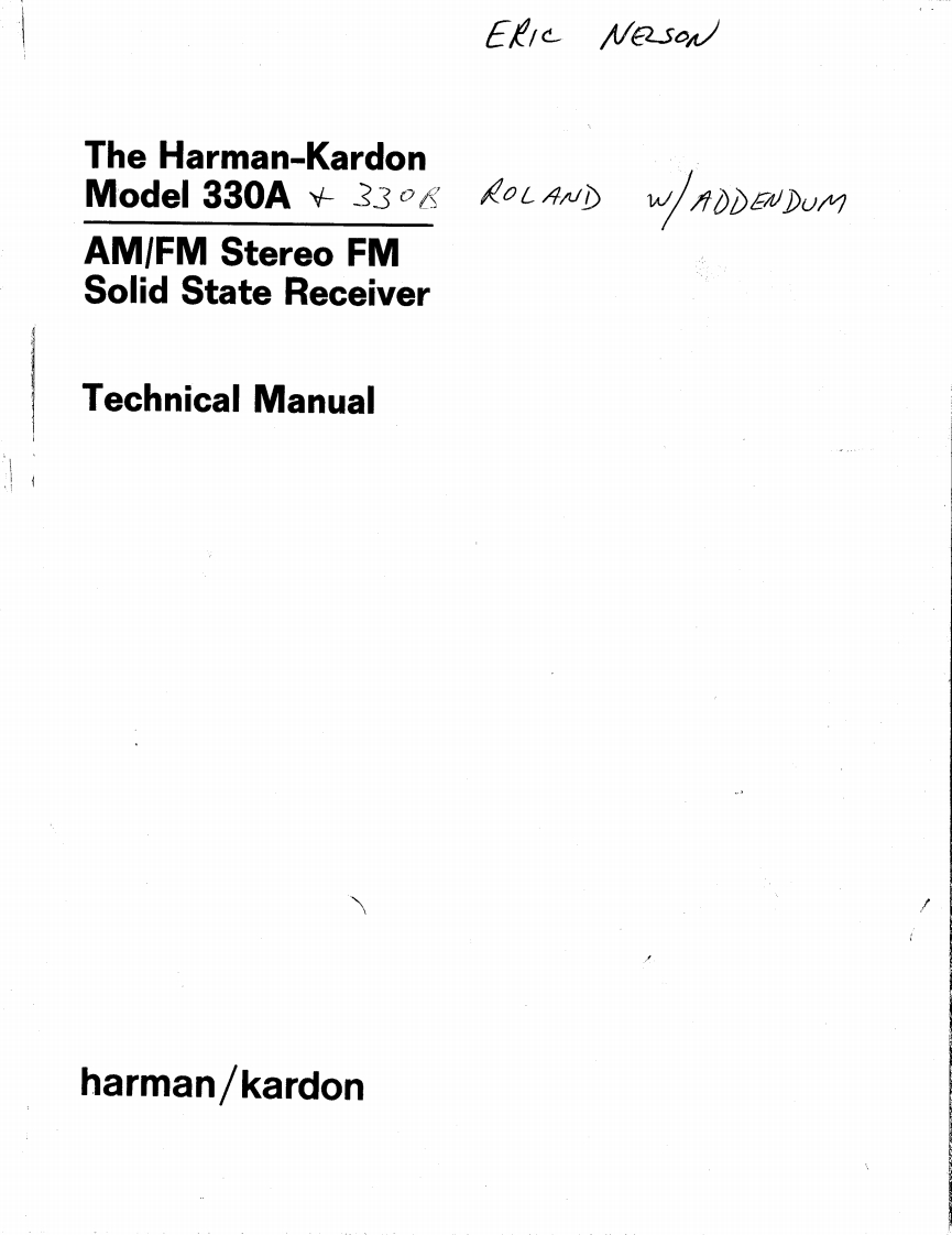 HarmanKardon-330A-rec-维修说明书手册含电器原理图