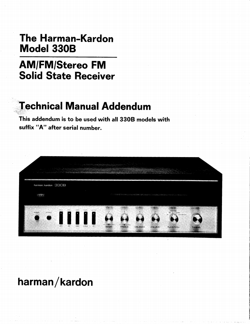HarmanKardon-330B-rec-维修说明书手册含电器原理图a