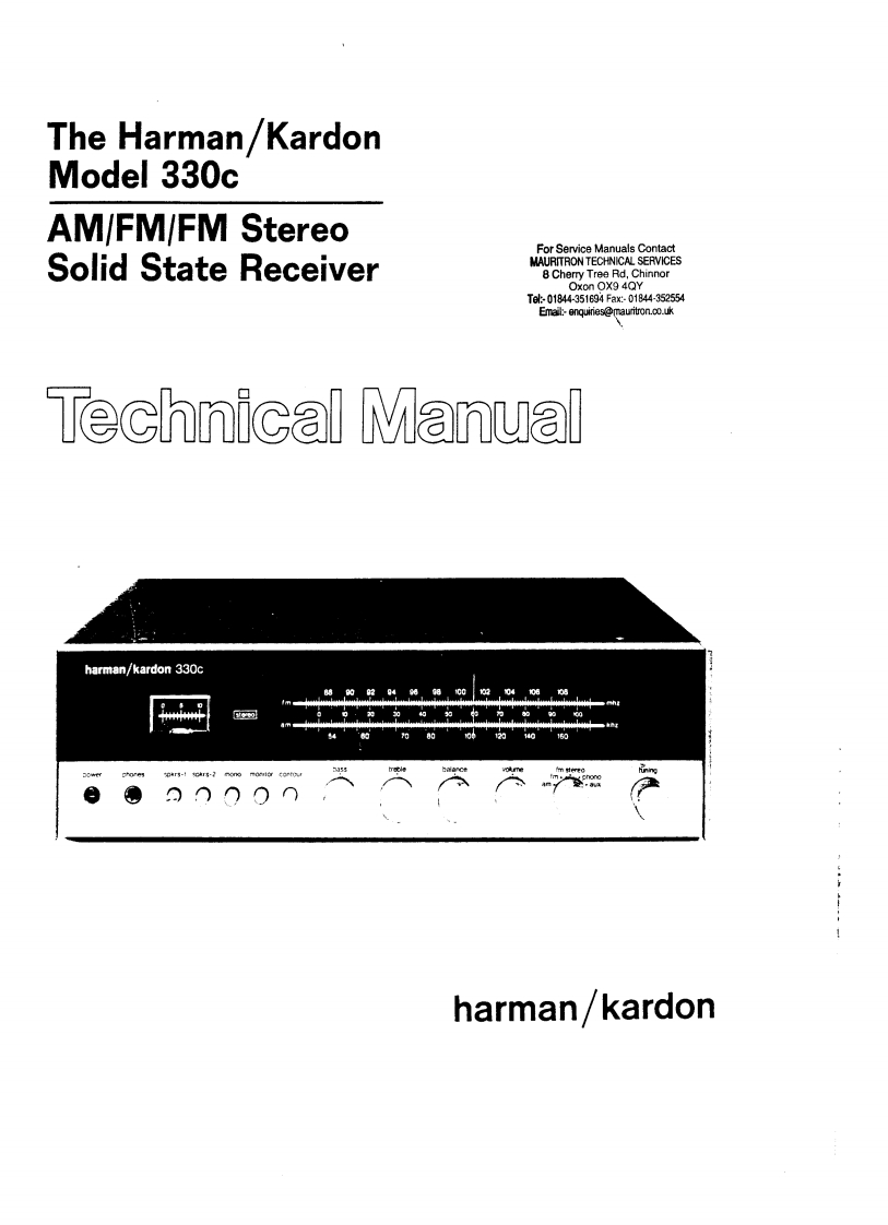 HarmanKardon-330C-rec-维修说明书手册含电器原理图1