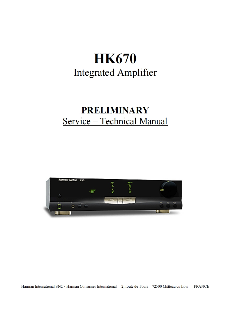 HarmanKardon-670-int-维修说明书手册含电器原理图