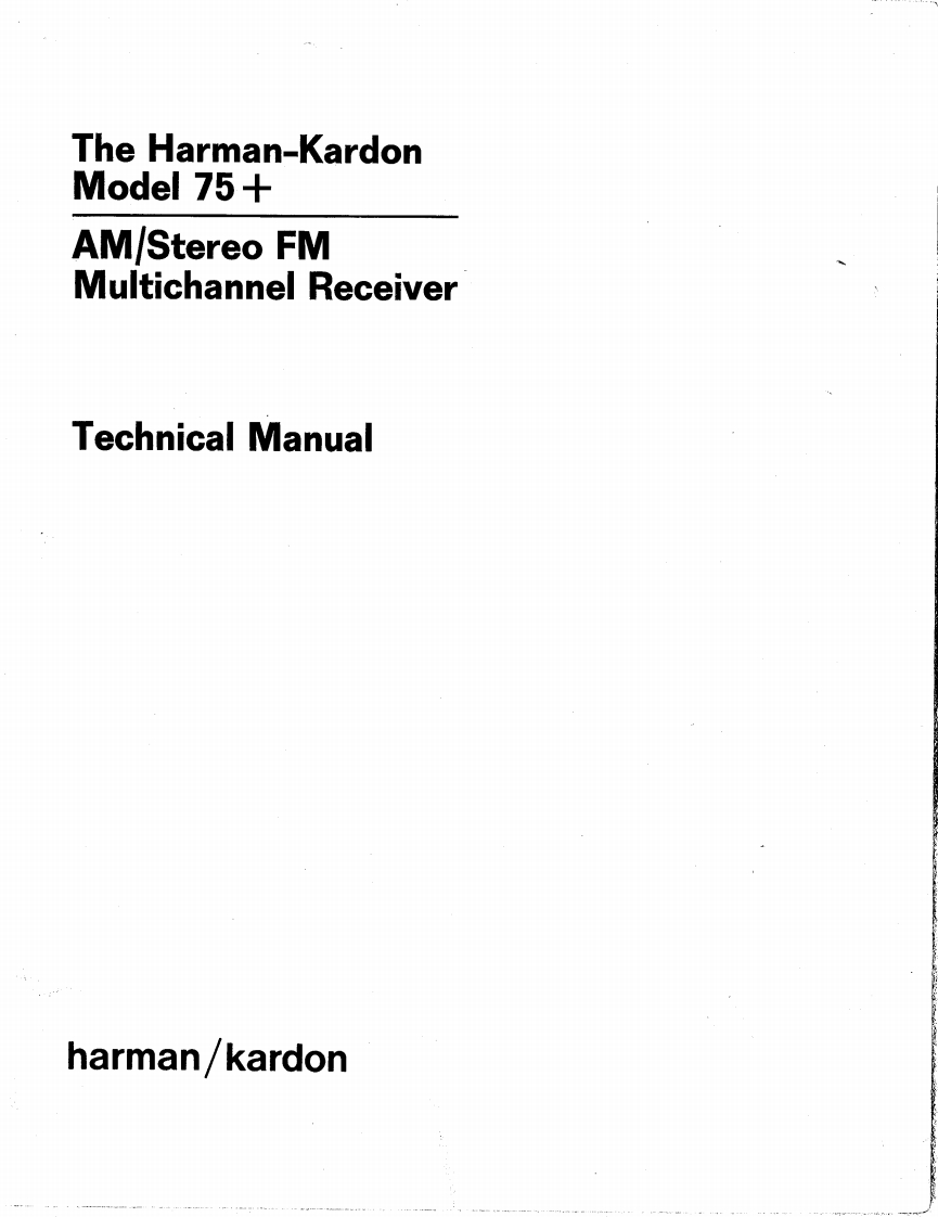 HarmanKardon-75PLUS-rec-维修说明书手册含电器原理图