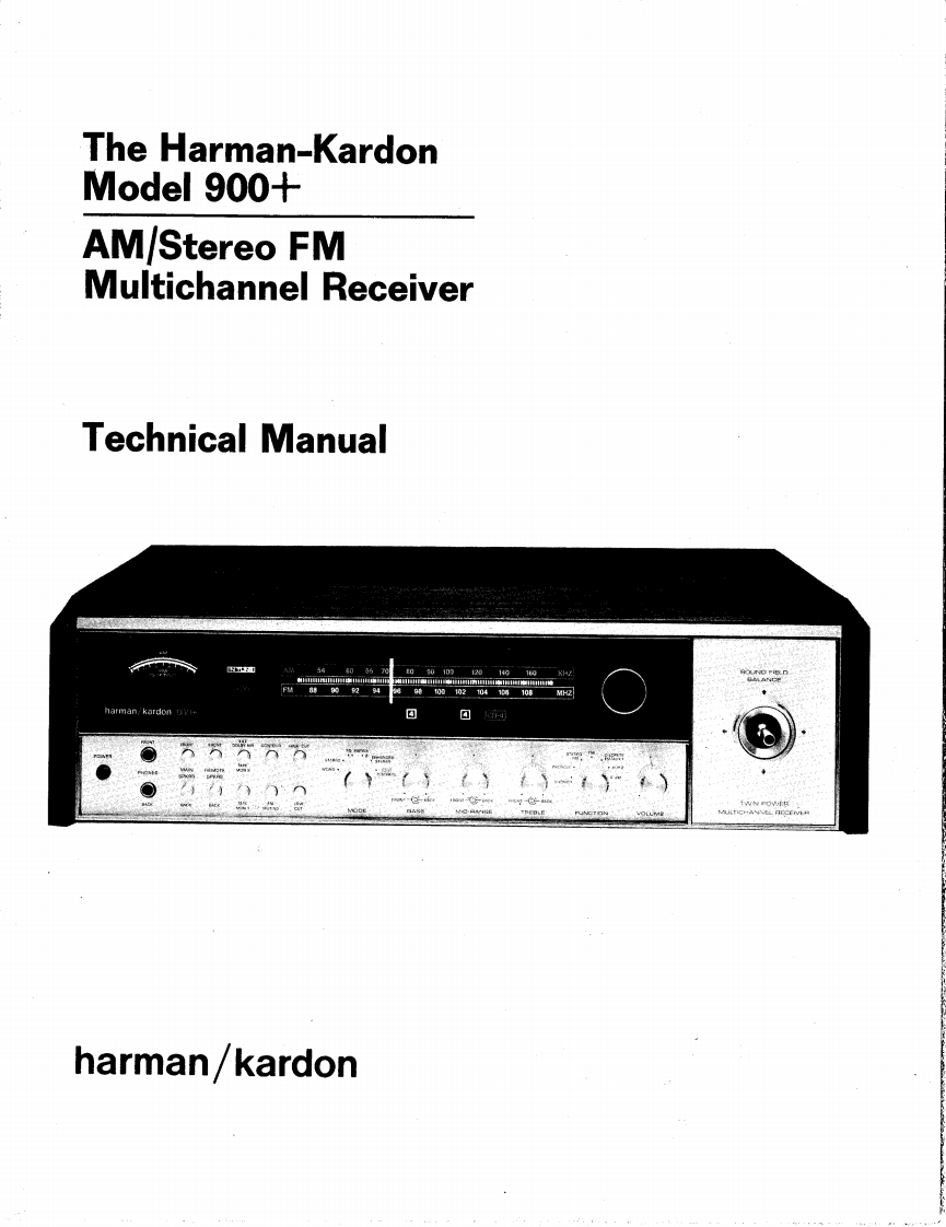 HarmanKardon-900PLUS-rec-维修说明书手册含电器原理图