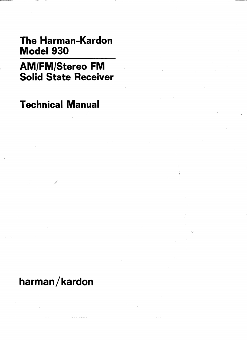 HarmanKardon-930-rec-维修说明书手册含电器原理图