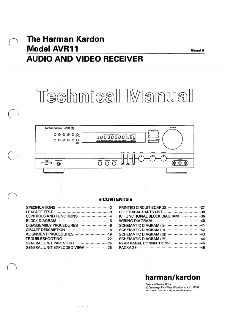 HarmanKardon-AVR11-avr-维修说明书手册含电器原理图
