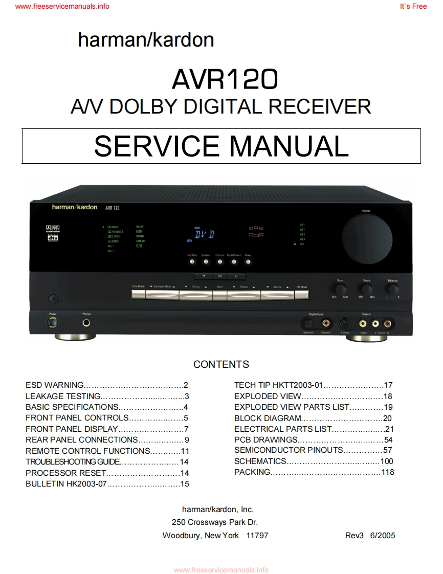HarmanKardon-AVR120-avr-维修说明书手册含电器原理图