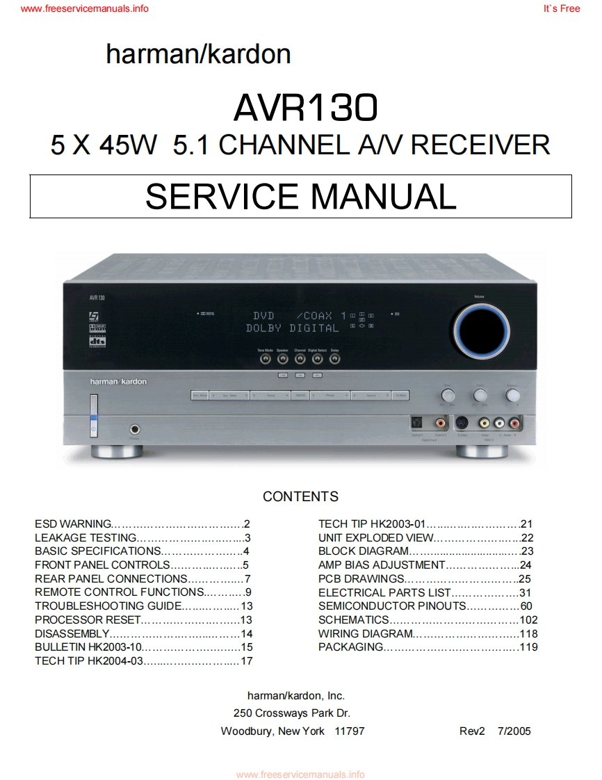 HarmanKardon-AVR130-avr-维修说明书手册含电器原理图2