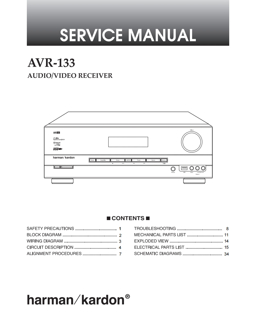 HarmanKardon-AVR133-avr-维修说明书手册含电器原理图