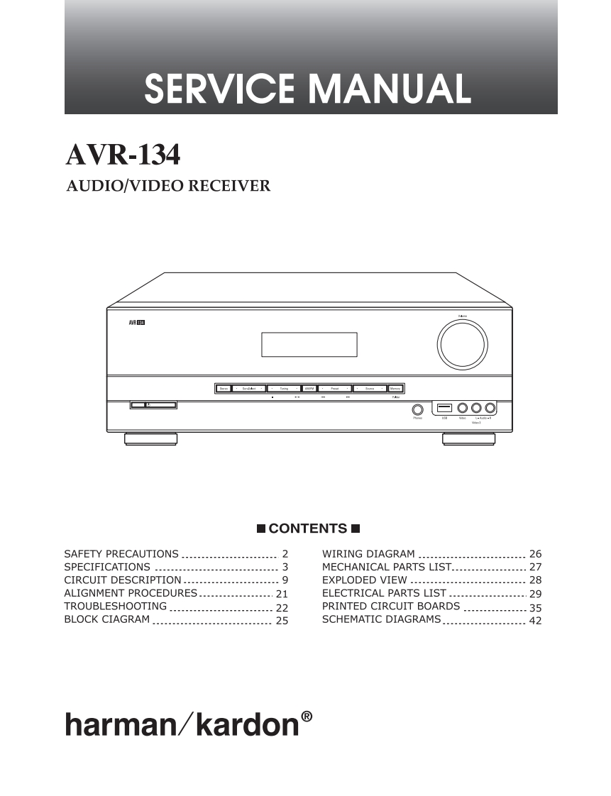 HarmanKardon-AVR134-avr-维修说明书手册含电器原理图