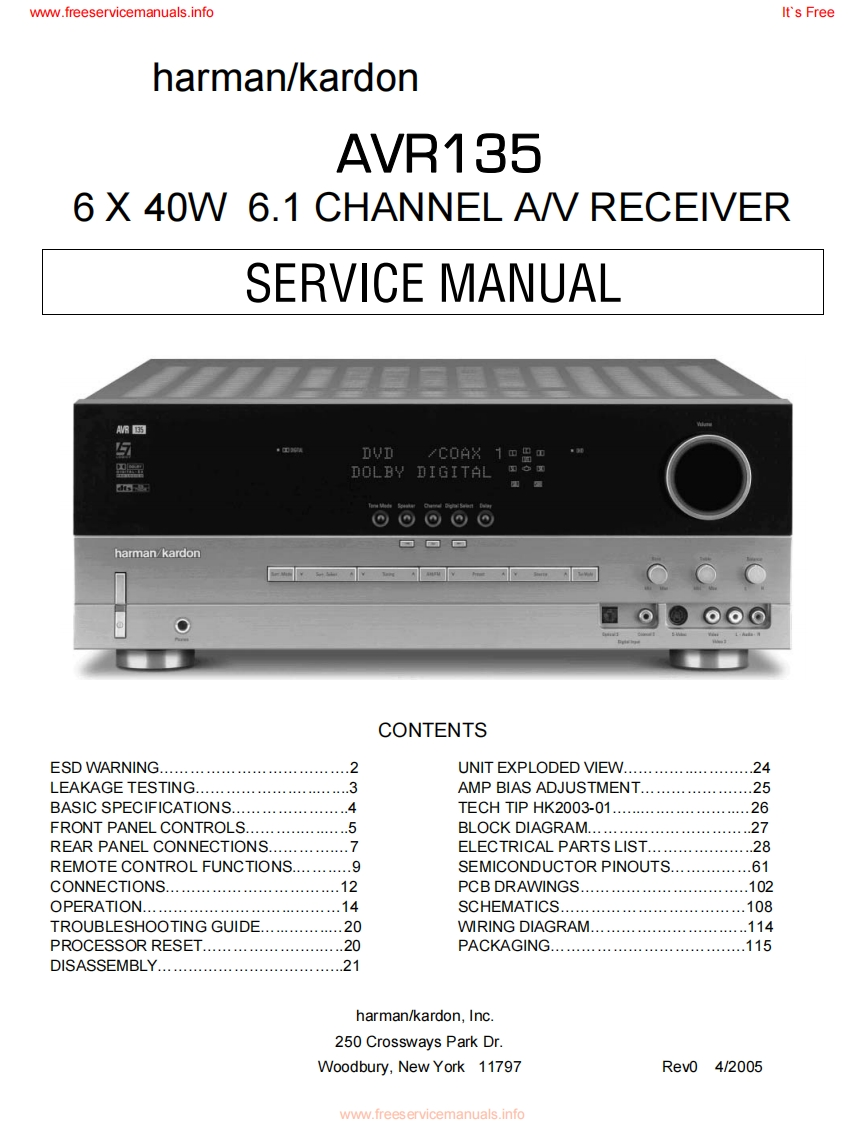 HarmanKardon-AVR135-avr-维修说明书手册含电器原理图2