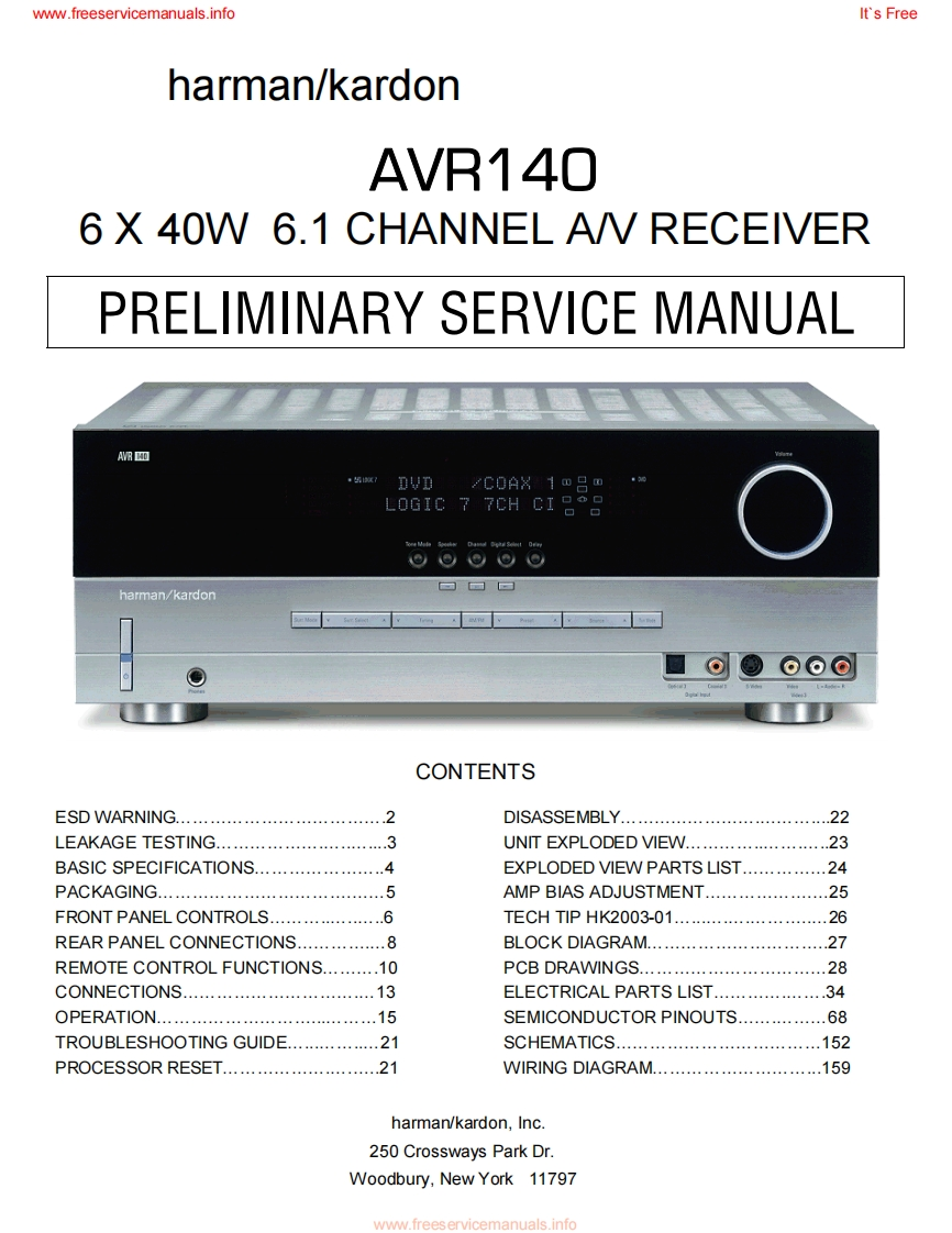 HarmanKardon-AVR140-avr-维修说明书手册含电器原理图