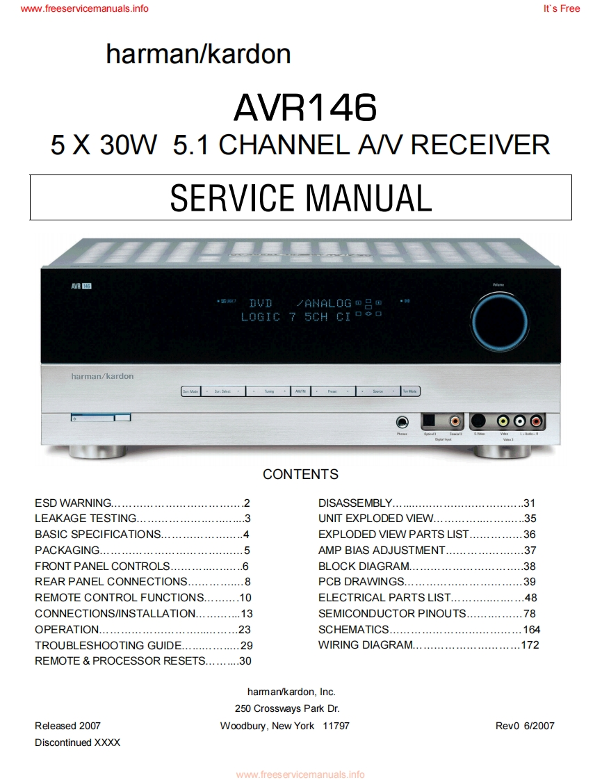 HarmanKardon-AVR146-avr-维修说明书手册含电器原理图