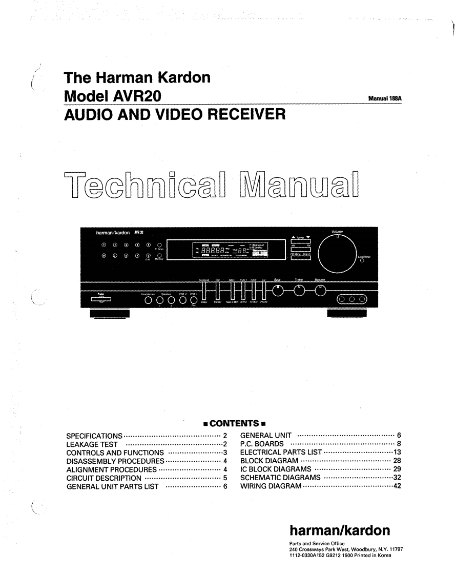 HarmanKardon-AVR20-avr-维修说明书手册含电器原理图