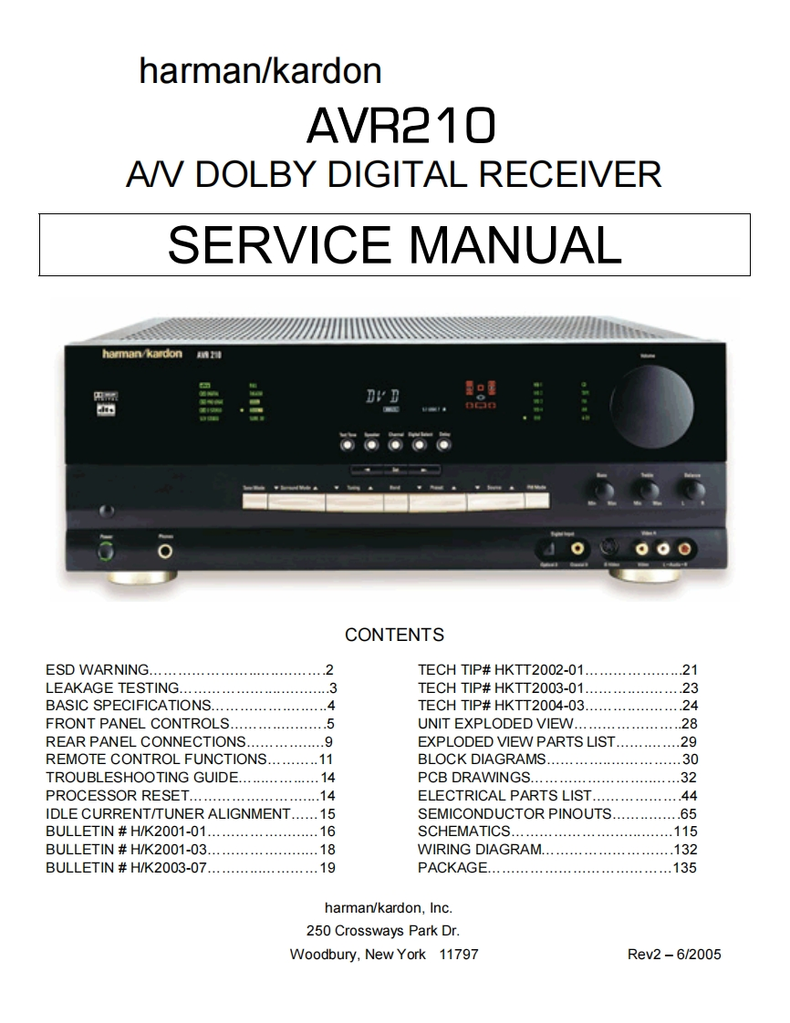 HarmanKardon-AVR210-avr-维修说明书手册含电器原理图